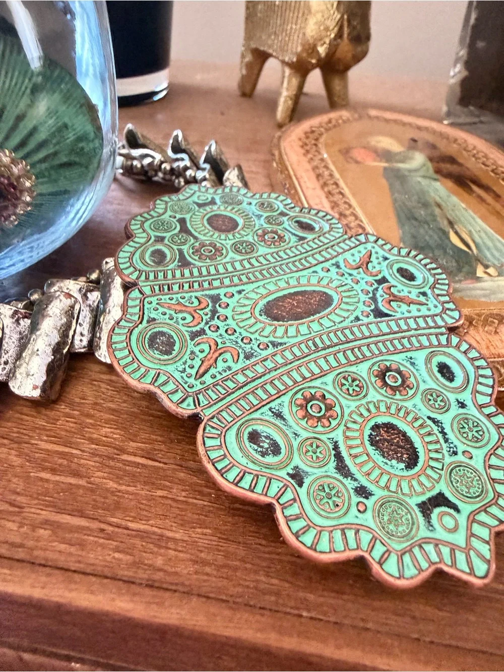 Southwestern/cowgirl/stand out in Turquoise and silver toned mystery jewelry jar